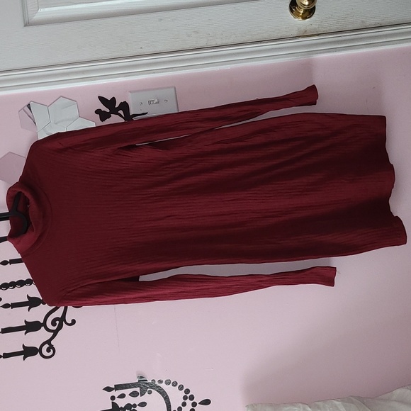 Funnel Neck Rib-knit Bodycon Dress - Picture 1 of 3